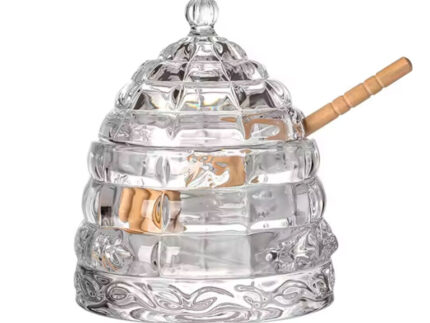 Glass Honey Jar with Lid and Container