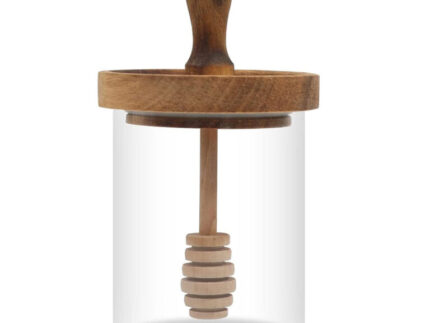 Glass Honey Jar with Wooden Dipper, 13.5 oz